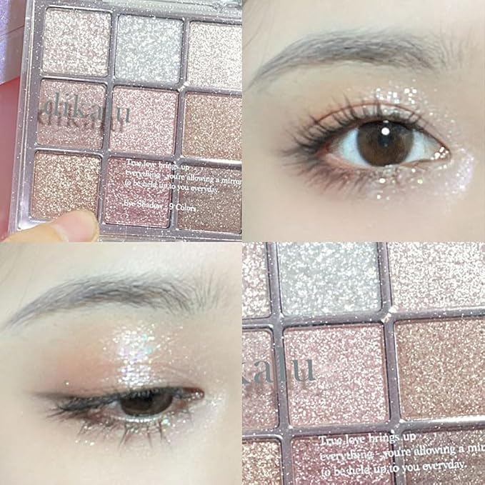 Kayswang 9 Colors Glitter Eyeshadow Makeup Palette, Eye Shadow Powder，Matte High Pigmented Colorful,Creamy Texture, Long LastingEyeshadow Powder Cosmetics,Natural Waterproof (19#)