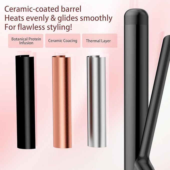 1 1/4 Inch Curling Iron, Tourmaline Ceramic Extra Long Barrel Curling Iron 1.25 Inch with Auto Shut-Off, Dual Voltage 110-240V Hair Curler Suitable for Travel, Including Glove