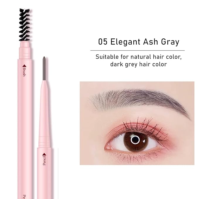Eyebrow Pencils for Women,6Pack Micro Brow Pencil Waterproof Smudgeproof,Ultra-Precise Tip,Gray Eyebrow Pencil for Older Women,Built-In Spoolie Brush,05 Elegant Ash Gray.