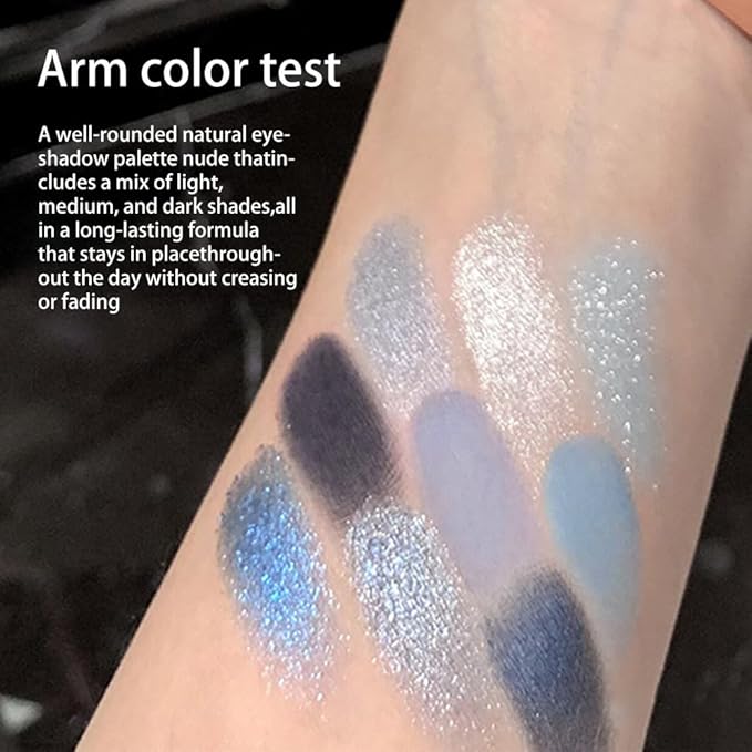 Matte Sparkling Eye Shadow Palette,Neutral Nude Smoky Glitter Powder Eyeshadow for Older Women,High-Pigment Eye Makeup, Naturing-Looking Travel Size Makeup Pallete (Matte Glitter-Blue)