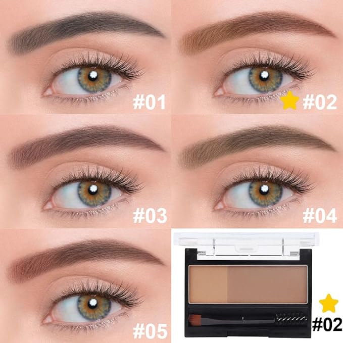 Kaely 2 Color Eye Brow Powder Makeup Kit,Eyebrow Contour Palette for Beginners,Brow Stamp Stencils Kit,Eyebrows Waterproof Gel with Brush,maquillaje para cejas,02 Natural Brown+Brown