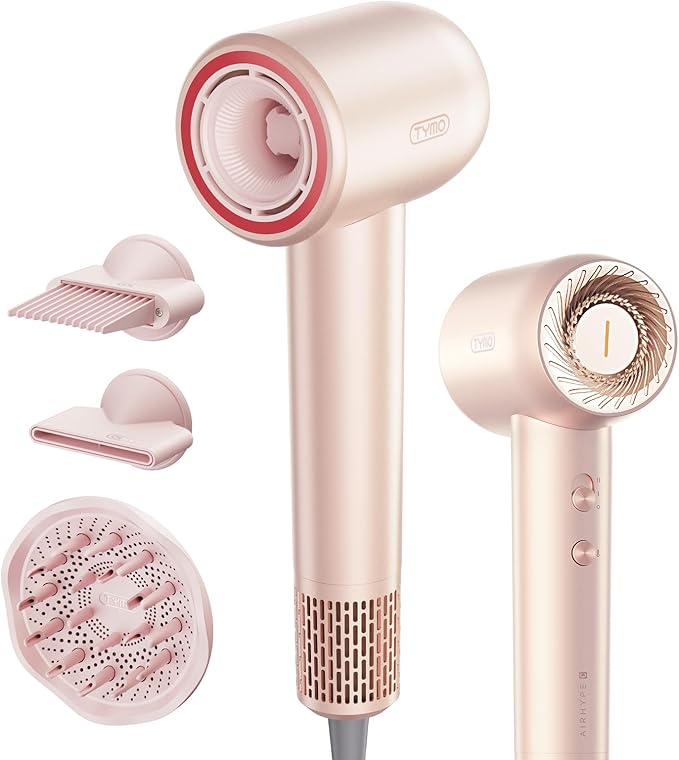 TYMO Hair Dryer with Diffuser, 200 Million Ionic Blow Dryer with Comb, Fast Dry Hairdryer for Women 110,000RPM Professional Portable hairdryer Low Noise Travel Mini Blowdryer, 4 Temps & 3 Speeds
