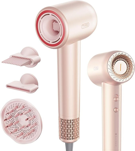 TYMO Hair Dryer with Diffuser, 200 Million Ionic Blow Dryer with Comb, Fast Dry Hairdryer for Women 110,000RPM Professional Portable hairdryer Low Noise Travel Mini Blowdryer, 4 Temps & 3 Speeds