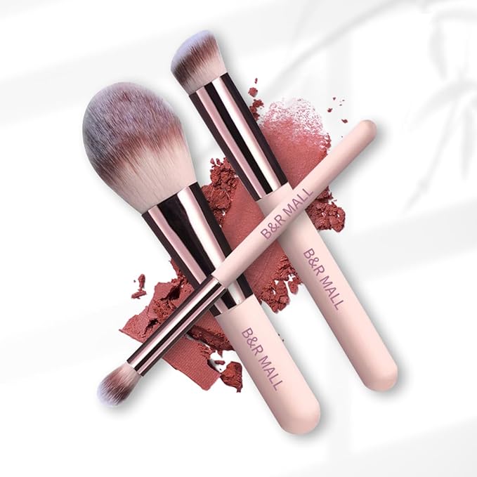 B&R MALL Premium Makeup Brush Set with LED Mirror – Supper soft Brushes for Flawless Foundation, Concealer, Eyeshadow & More | Lightweight, Versatile, Perfect for On-the-Go Touch-Ups (Champagne Gold)