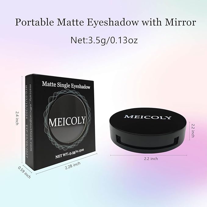 MEICOLY Macaron Gray Grey Single Eyeshadow with Mirror,Matte Eye Shadow for Halloween Makeup,Pressed Powder Eyeshadow,Matte Shade Eyelid Color Eye Makeup for,High Pigment,Long Wear,Waterproof