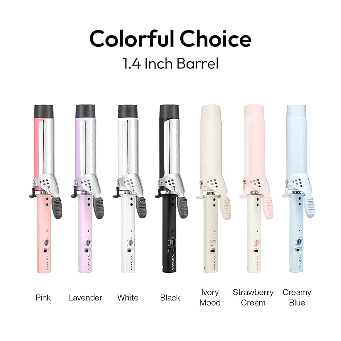 VODANA Professional GlamWave Ceramic Curling Iron, Long-Lasting Natural Curls, Instant Heat, Hair Curler, Curling Wand, Available in USA (1.4 inch, White)