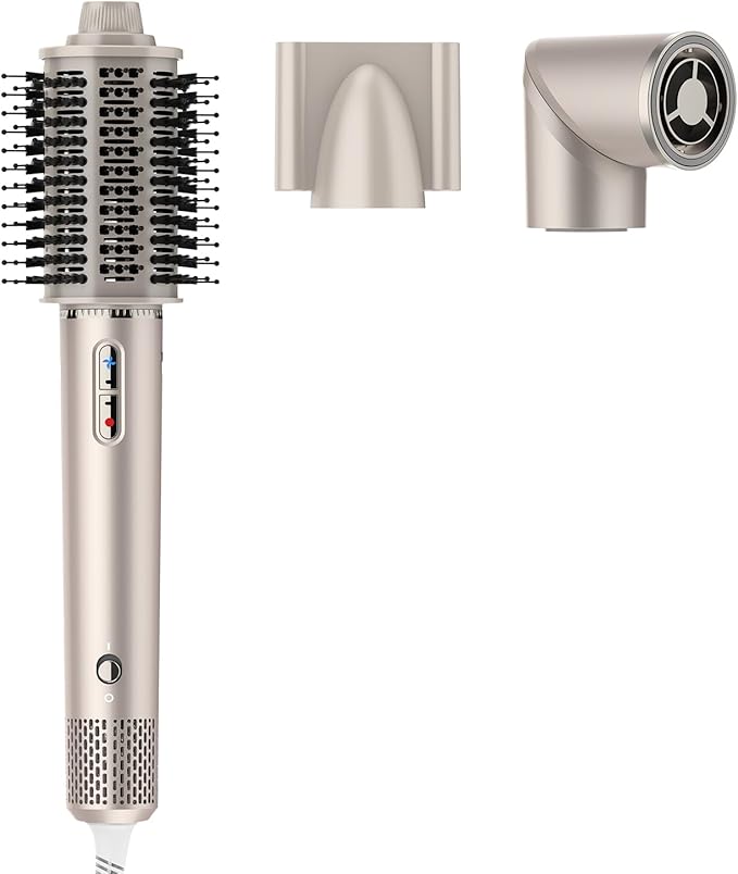 3 in 1 Hot Air Styler - Professional Hair Dryer Brush with No Heat Damage, High-Speed Negative Ionic Hair Dryer, Frizz-Free Blow Dryer Brush for Drying Volumizing Straightening (Glod)