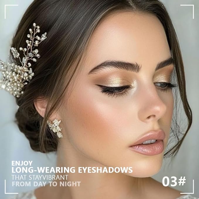 Monochrome Cream Glittle Eyeshadow Palette Makeup, High Pigment Natural Sombras Crema Para Ojos, Champagne Shimmer Single Shimmer Eye Shadow for Older Women, Talc, Paraben & Cruelty Free