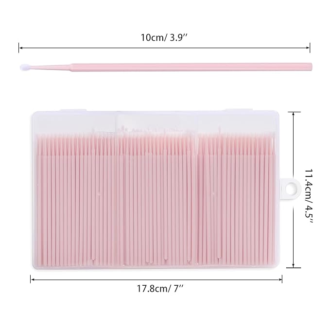 400 Pcs Micro Applicator Brushes,JASSINS Microswabs for eyelash extensions,Disposable 2mm Precision Mascara swab,For Cleaning and Applying Makeup (Light pink)