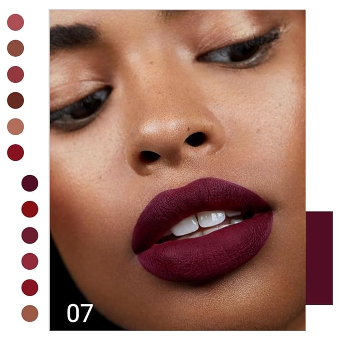 evpct 1Pcs Plum Purple Silky Velvet Matte Liquid Lipstick Lip Gloss Set for Women Long Lasting 24 Hours Color Stay Lipstick 07#