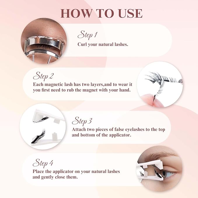 GEMERRY Magnetic Eyelashes with Applicator Magnetic Lashes Natural Look No Glue No Eyeliner Needed Soft Strip Lashes