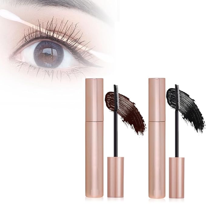 Lengthening and Curling Mascara, 2025 New Sweat-proof Volumizing Mascara for Dramatic Lashes, Mascara for All Day Wear, Smudge-resistant Eye Mascara for Oily Skin Busy Women (Black+Brown)