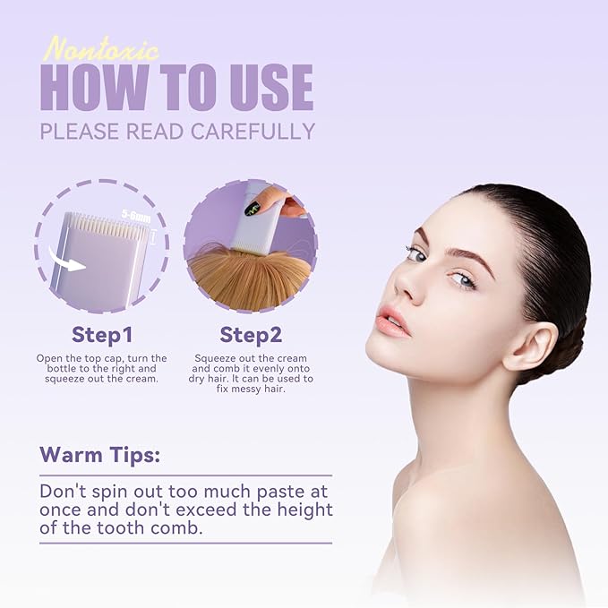 Hair Wax Stick for Kids, Hair Styling Stick with Built-in Comb, hair balm stick, Slick Stick Hair Care for Women, hair gel stick for Fly Away & Edge Frizz, Hair Refreshing Non-Greasy