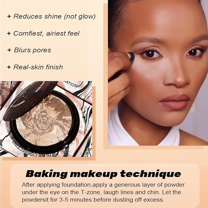 Oil Control Matte Perfection Face Powder Compact For Women, Matte Smooth Flawless Setting Powder Makeup, Polvo Compacto De Maquillaje, Waterproof Long Lasting, (Deep)