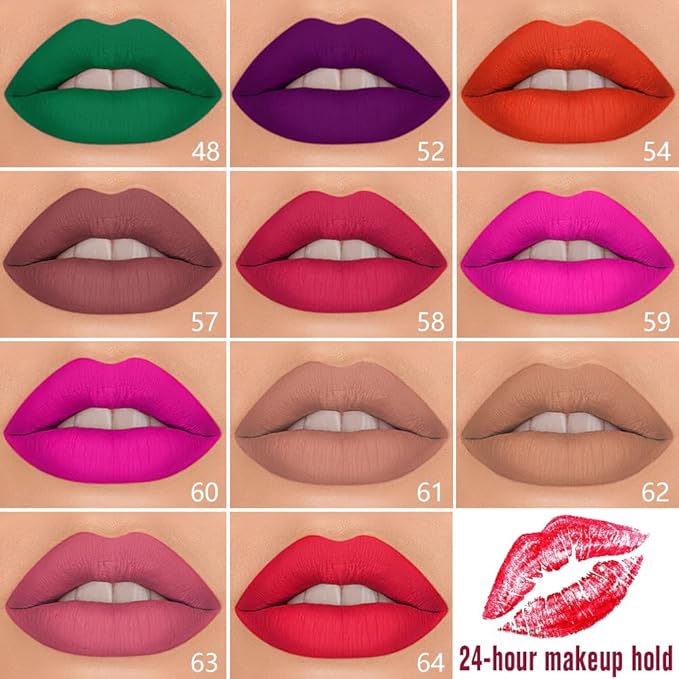 evpct 1Pcs Fire Bright Red Matte Lip Liner & Liquid Lipstick Stain Makeup Set for Women, Red Lip Liner Stain Long Lasting Waterproof Smudge Proof, Cruelty Free Lip Stick Makeup 24 hours originales, 64
