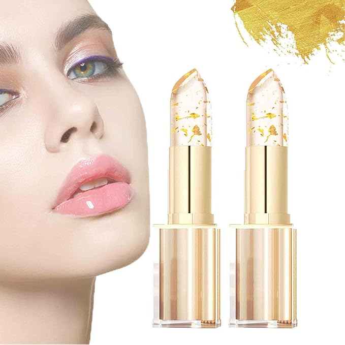 Hardpointing Color Changing Lipstick, Transferproof Color-Changing Lipstick Levira, Gold Crystal PH lipstick Color Changing, Long Lasting 24 Hours Moisturizing Glossy Shine Lip Gloss for Women (2pcs)