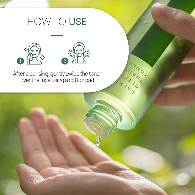 LAPALETTE Calming Green Turnover Toner | Green Tea | Hydrating & Moisturizing | Gentle Peeling with Natural Aha, Bha & PHA Ingredients | Red, Irritated Skin | Vegan | Korean Skincare 6.75fl.oz