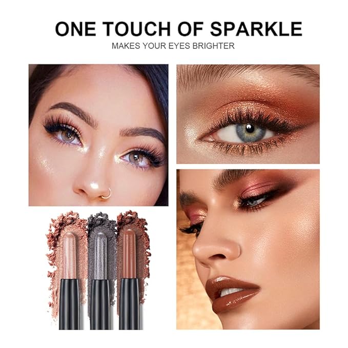 Green Eyeshadow Stick Makeup, Smooth Cream Shimmer Eye Shadow Pencil, Waterproof Hypoallergenic Long Lasting Crayon, Glitter Primer Palette Eyeliner