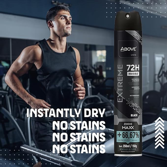 ABOVE Extreme Men Black MAXX - 72H Antiperspirant Spray Deodorant for Men 8.45 Fl Oz | Aluminum-Free | Fresh Mist, No Stain & Alcohol, Long-Lasting Men's Deodorant Spray | Lavender and Oliban