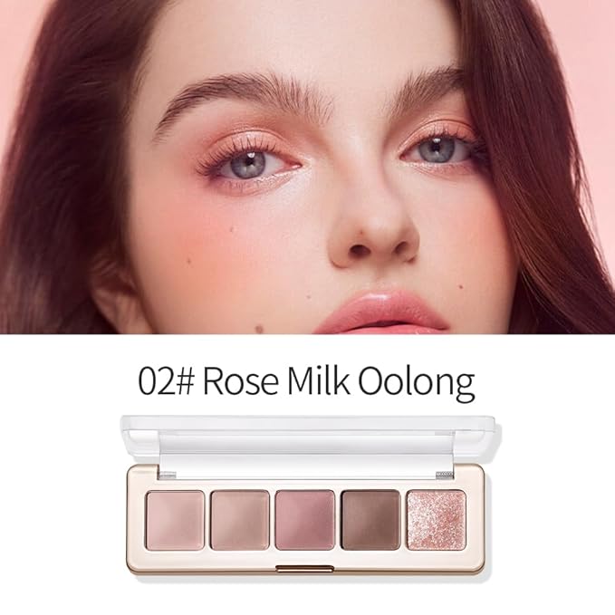 Eyeshadow Palette 5-Color with Pearlescent Shimmer Earth Tones, Buttery Putty Texture, Fine Glitter Duochrome Shades, Mist Matte Finish, Silky Smooth Brightening Eye Makeup for a Charming Look-2#