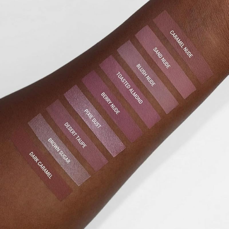 Aromi Metallic Liquid Lipstick | Light Brown Nude Lip Color for Women, Long-lasting, Shimmery Finish, Vegan, Handmade (Brown Sugar)
