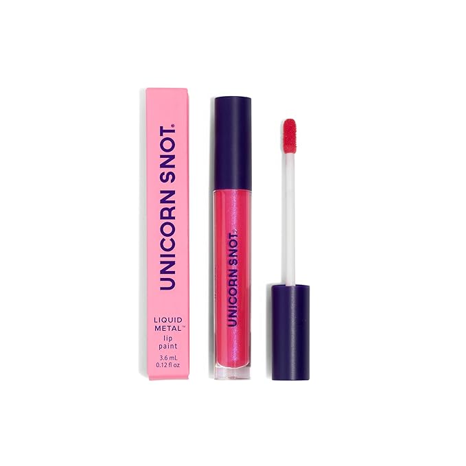 UNICORN SNOT Liquid Metal Lip Paint - Metallic Lip Gloss - Non-drying, Long-lasting Liquid Lipstick, Intense Pigment Color with Metallic Shimmer - Vegan, Cruelty-Free Makeup, Alpha Pink (Glow)