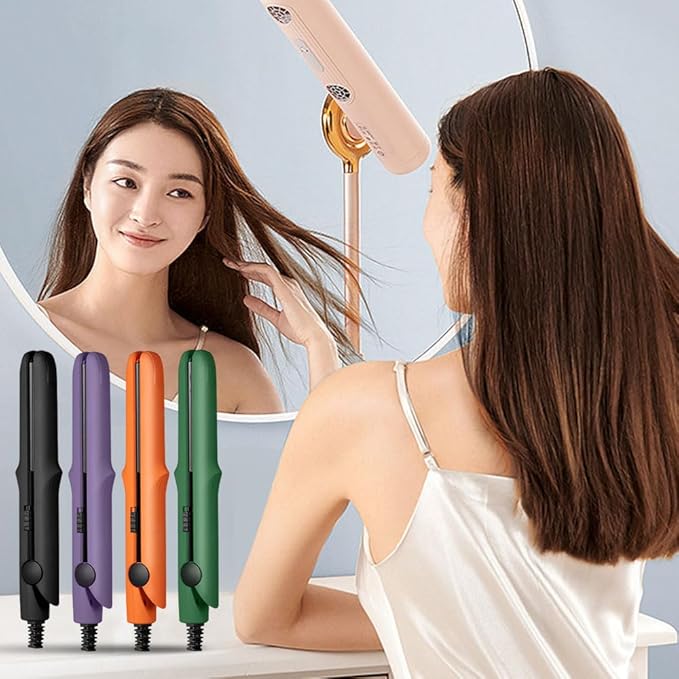 2026 New Mini Dual Purpose Curling Iron, 2-in-1 Mini Curling Wand Flat Iron Hair Straightener, Portable Travel Curling Wand for Short and All Hair Types (Black)