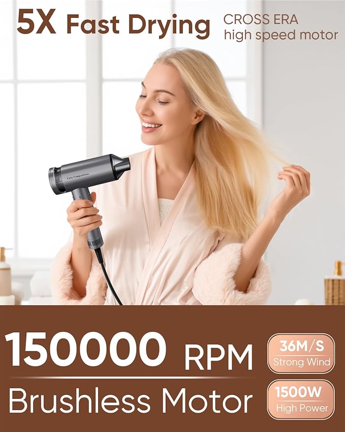 High-Efficiency Hair Dryer, Portable Smart High-Speed Dryer with Ionic Technology,Multiple Settings