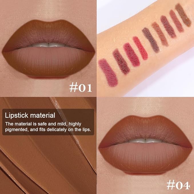 2Pcs Gradient Matte Lipstick Crayon Lip Liner pencil, Flawless Contour Gradual Ombre Effect lip Pencil, for Women Long Lasting Waterproof Smudge Proof Lipstick Pencil 01#+04#