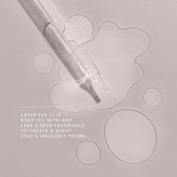 Lake & Skye 11 11 Body Oil Mini, 0.33 fl oz (10 ml) - Hydrating with Vitamin E & Sweet Almond Oil - Sheer & Uplifting Scent