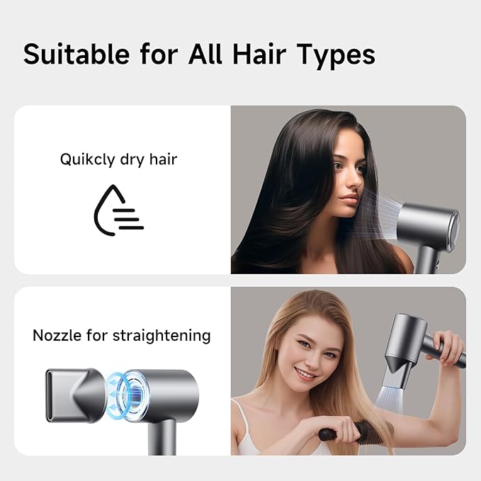VTT Hair Dryer, 130000 RPM High Speed Blow Dryer for Fast Drying, Low Noise, Lightweight Design for Home & Travel Use, Perfect for Men, Women, and Professionals