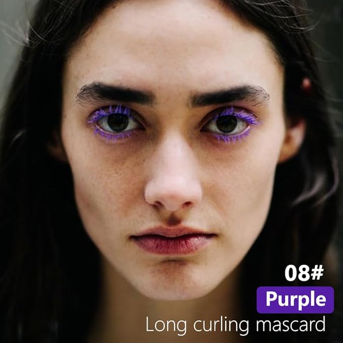 Purple mascara for eyelashes Waterproof,Royal Eyelash Mascara Long lasting Charming Voluminous Cruelty Free Vegan Eye Makeup Eyelashes for Women (Purple)