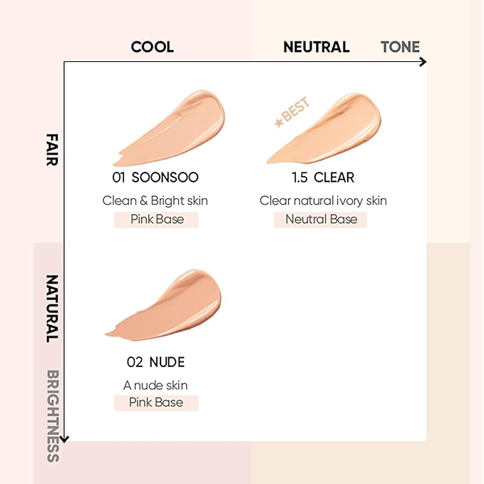 AMUSE SEOUL Dew Jelly Vegan Cushion Foundation (01 SOONSOO) | dewy, glow, long-lasting, double coverage, clean beauty, lightweight, natural look, foundation for sensitive skin, hydrating cushion