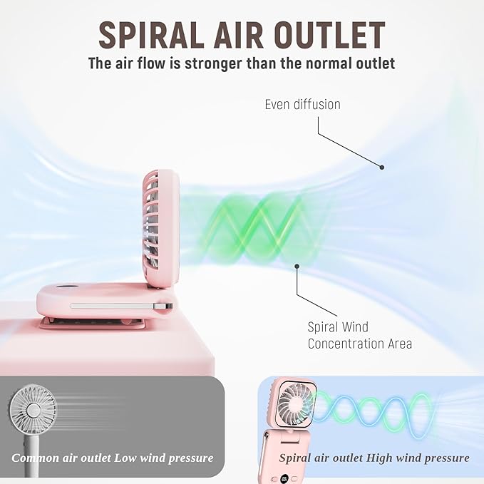 Mini Portable Handheld Clip On Rechargeable Personal Hand Fan with LED Display, Pocket Battery Operated 100 Speeds Adjustable Small Fan for Travel/Outdoor/Concerts/Lash/Makeup/Gift (purple)