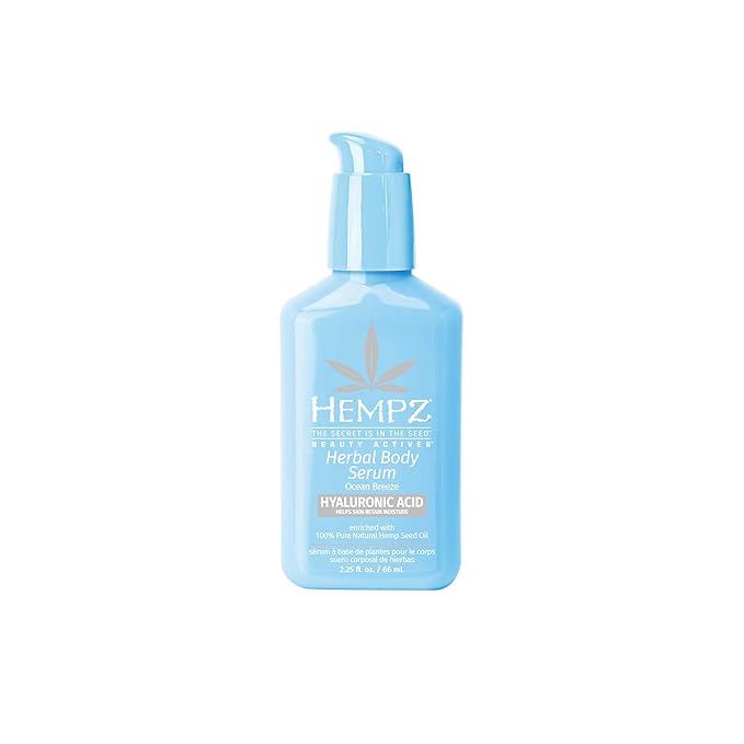 Hempz Travel-Size Body Serum, Beauty Actives Ocean Breeze with Hyaluronic Acid, Lightweight, aftersun care, vacation essential, TSA approved, 2.25 oz