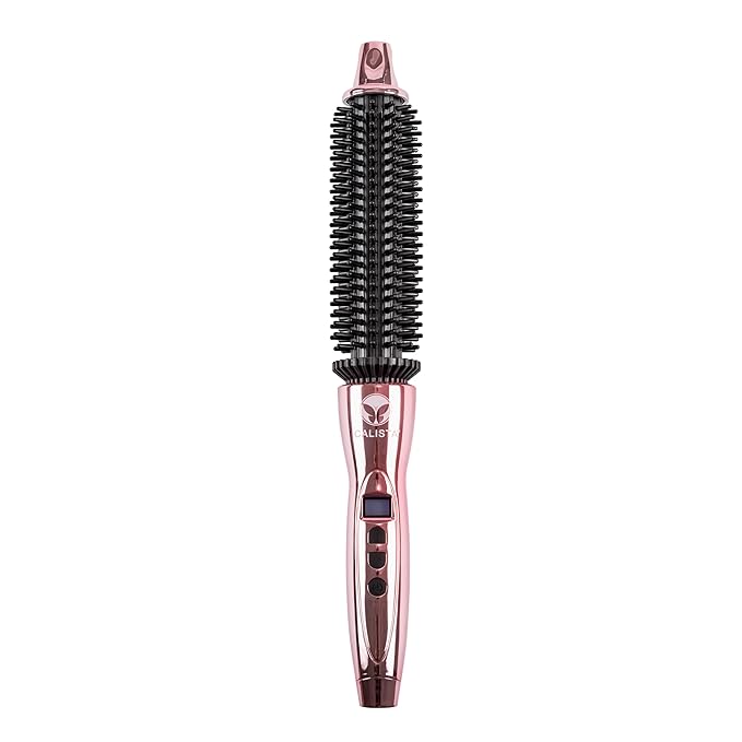 CALISTA Perfecter Pro Heated Round Brush | Lift, Volumize, and Style with No Heat Damage for Healthier-Looking Hair | 4 Sizes for Most Hair Types | Dual Voltage & Adjustable Temp (1.0, Rose Gold)