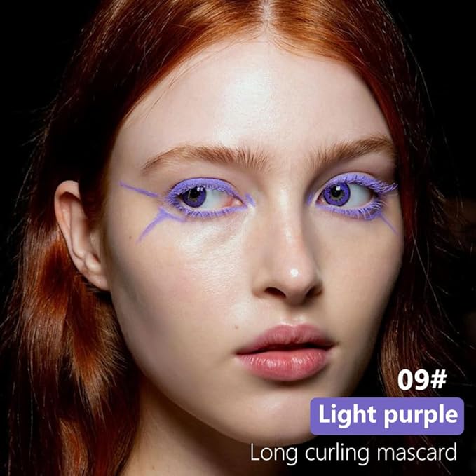 Colored Mascara for Eyelashes, Voluminous Colorful Mascara, Pink Purple Blue Green Red White Black Brown Lash Pack - Lengthening, Defining, Curling, Multiplying Formula (09#-Light Purple)