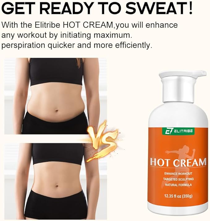 Hot Cream Sweat Enhancer Lotion for Women and Men and Body Sculpting Cellulite Workout Ultra Moisturizing and Invigorating Body Firming Cream with Natural Oils - 12.34 Fluid Ounce