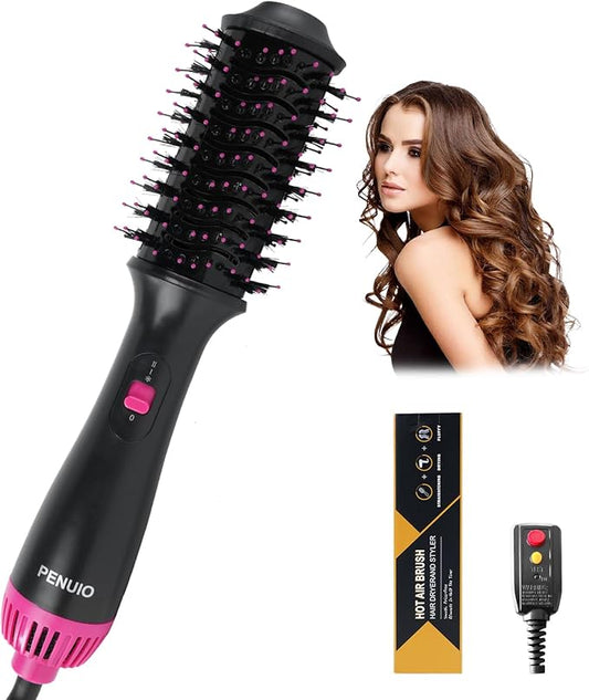 Hair Dryer Brush Blow Dryer 4-in-1 Hot Air Styler, Blowout Brush Hair Dryer Styler & Volumizer with Ionic Technology|Oval Titanium Barrel|Anti-frizz Blowout for Drying, Straightening 2.4''