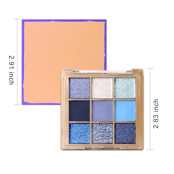 Matte Sparkling Eye Shadow Palette,Neutral Nude Smoky Glitter Powder Eyeshadow for Older Women,High-Pigment Eye Makeup, Naturing-Looking Travel Size Makeup Pallete (Matte Glitter-Blue)