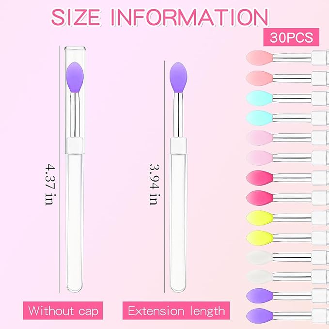 30PCS Reusable Lipstick Applicator Brush,Lipstick Brushes with Cap Lip Applicator Brushes Makeup Beauty Gloss, Cream, Eyeshadow, Balm (mixed 6 color)