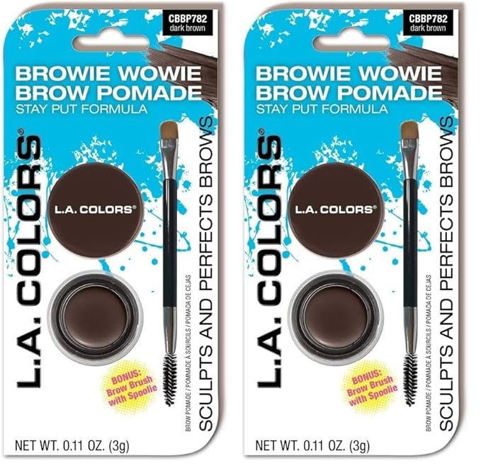 L.A. COLORS Browie Wowie Brow Pomade (carded), Dark Brown CBBP782A (Pack of 2)