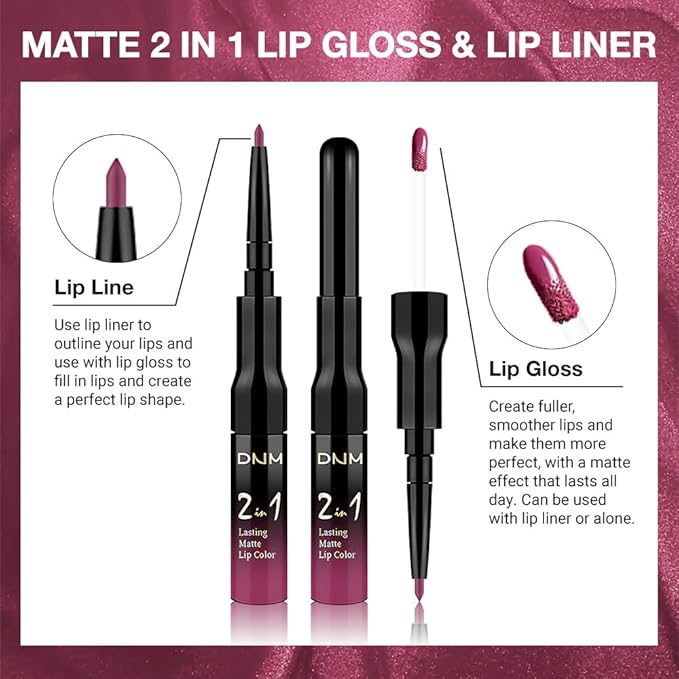 evpct 1Pcs Rose Matte Lip Liner and Liquid Lipstick Stain Makeup Set for Women, Rose Red Plum Long Lasting Smudge Proof Lipstick labiales matte mate larga duracion listip 24 hours originales, 37#