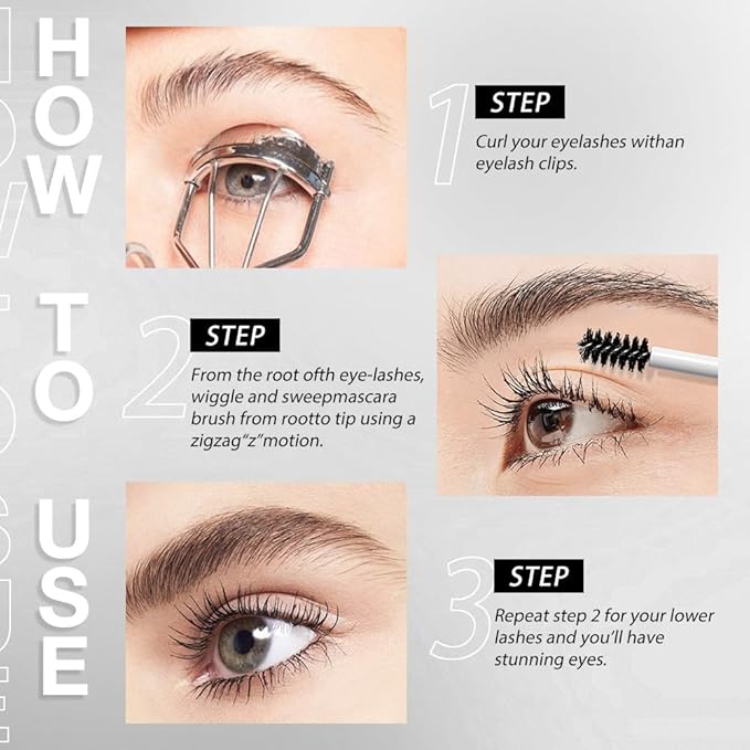 Waterproof White Eye lash Mawhitescara Long lasting Charming Voluminous Cruelty Free Vegan Eye Makeup (White)