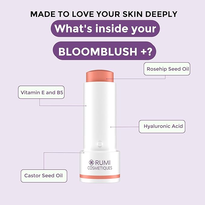 BloomBlush+ Multipurpose Color Stick For Older Women - Blush, Lipstick & Contour in 1- Radiant, Healthy Glow & Nourishing Formula - For Sensitive Skin (Dusty Rose, Regular)