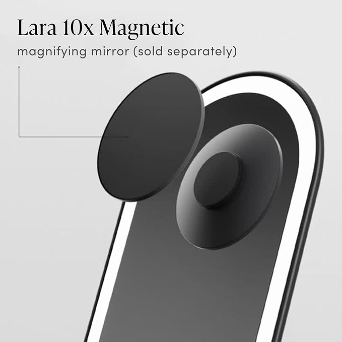 Fancii Vera LED Lighted Vanity Makeup Mirror, Rechargeable - Cordless Illuminated Cosmetic Mirror with 3 Dimmable Light Settings, Dual Magnification (Obsidian)