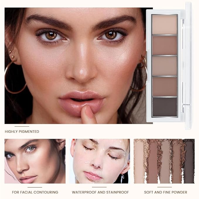 Nude Matte Eyeshadow Palette Makeup, 5 Matte Shades from Cream to Charcoal, Pigmented For Older Women, Smoky Glam Eye Makeup, Naturing-Looking Women Girls Eye Shadow (06#, Pack of 1)