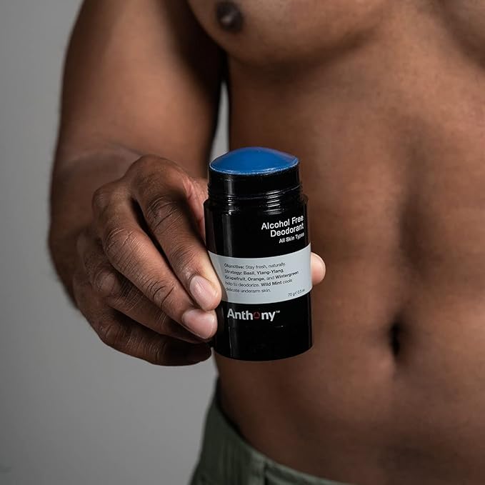Anthony Alcohol Free, Aluminum Free Deodorant for Men – Non-Irritant Cool Gel Stick for Sensitive Skin – Sport Strength Stick Prevents Odor All Day – Clear, Stain Free – 2.5 Fl Oz