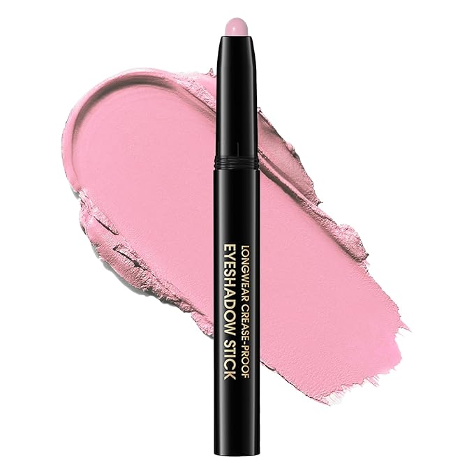 Eyeshadow Stick, Shimmer and Matte Cream Eye Shadow Brightener Sticks Eyeliner Pencil Crayon, Waterproof Long Lasting Eye Highlighter Stick Makeup,0.056 Oz(#5-Pink)