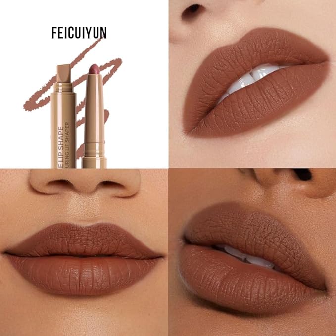Plump Matte Crayon Lip Liner Pencil, Nutmeg Lip Liners Lipstick, Long-Lasting Waterproof Creamy Formula, With Silicone Smudger for Define Contours & Sculpting Lip, 0.75g/0.026oz